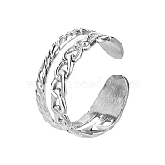 Stainless Steel Hollow Chain Cuff Rings, Stainless Steel Color, Inner Diameter: 20mm(AF3272-2)