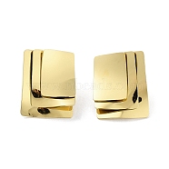 304 Stainless Steel Stud Earring, Rectangle, Golden, 23x19mm(EJEW-H116-01B-G)