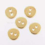 201 Stainless Steel Buttons, 2-Hole, Flat Round, Golden, 12x1mm, Hole: 2mm(STAS-F162-01G)