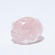 Natural Rose Quartz Chip & Resin Craft Display Decorations, Lucky Pig Figurine, for Home Feng Shui Ornament, 48x36x30mm(DJEW-PW0021-43A)