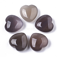Natural Grey Agate Healing Stones, Heart Love Stones, Pocket Palm Stones for Reiki Balancing, 29~30x30~31x12~15mm(G-R418-24-1)