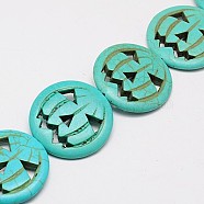 Synthetic Turquoise Beads Strands, Dyed, Halloween Pumpkin Jack o Lantern, Medium Turquoise, 15x3.5mm, Hole: 1mm, about 27pcs/strand, 15.35 inch(TURQ-G115-15mm-07)