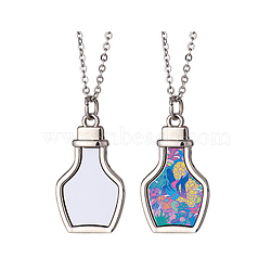 Sublimation Blank Aluminum Pendant Necklace, Playing Card Theme Alloy Blank Photo Picture Pendant Necklace for Men Women, Platinum, Platinum, 18.50 inch(47cm), Sheet: 24.5x17.5x0.5mm(NJEW-E020-02P-02)