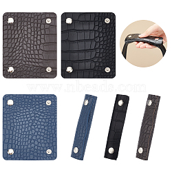 WADORN 6Pcs 3 Colors Imitation Leather Crocodile Texture Bag Handle Covers, Rectangle, Mixed Color, 13.2x10.1x0.15~0.5cm, 2pcs/color(FIND-WR0003-37)