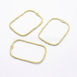 Brass Pendants, Lead Free & Cadmium Free & Nickel Free, Rectangle, Hollow, Raw(Unplated), 46x32.5x1.5mm, Hole: 1.5x2mm(KK-F721-008C-RS)