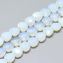 Opalite Beads Strands, Faceted, Heart, 10x10x5mm, Hole: 1.2mm, about 20pcs/strand, 7.4 inch(X-G-S357-E01-15)