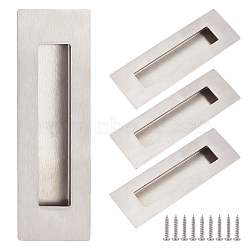304 Stainless Steel Flush Pull Barn Door Handle, Flush Ring, Invisible Built-in Door Handle, for Drawers, Cabinet, Sliding Door, Rectangle, Stainless Steel Color, 150x50x14mm(FIND-WH0155-026)