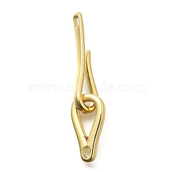 Brass Hook and S-Hook Clasps, Long-lasting Plated, Lead Free & Cadmium Free, Real 18K Gold Plated, 35mm, Hole: 2.5x2 and 2.5x1.5mm(KK-S508-25G)