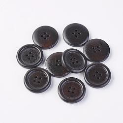 Round 4-hole Basic Sewing Button, Wooden Buttons, Coconut Brown, about 23mm in diameter, 100pcs/bag(NNA0Z9R)