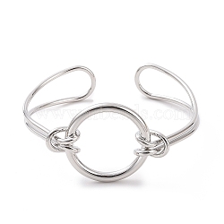 Brass Round Circle Open Cuff Bangle, Wire Wrap Jewelry for Women, Platinum, Inner Diameter: 2-1/2 inch(6.35cm)(BJEW-F445-16P)