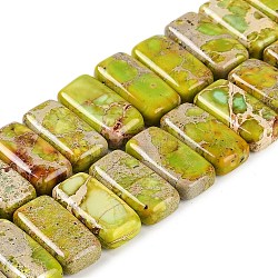 Natural Imperial Jasper Beads Strands, Dyed, Rectangle, Yellow Green, 20.5x10.5x6mm, Hole: 1.1mm, about 20pcs/strand, 8.07 inch(20.5cm)(G-L604-F01-01E)