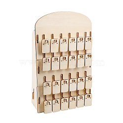 4-Tier Wood Earring Display Card Stands, Detachable Jewelry Storage Organizer Holder for Earring Display, with 24Pcs Earring Display Cards and Hooks, PapayaWhip, Half Round: 23x17x0.4cm(ODIS-WH0054-01)