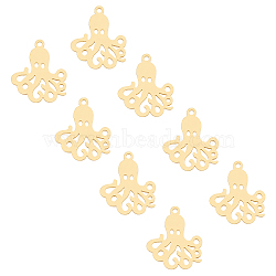 201 Stainless Steel Pendants, Octopus, Hollow, Golden, 20x17.5x1mm, Hole: 1.5mm, 10pcs/box(STAS-UN0013-49G)