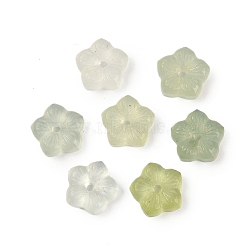 Natural Xiuyan Jade Carved Beads, Flower, 14.5x15x3.5mm, Hole: 1.6mm(G-Z065-07C)