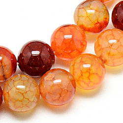 Natural Dragon Veins Agate Beads Strands, Dyed, Round, Dark Orange, 8mm, Hole: 1mm, about 48pcs/strand, 14.96 inch(X-G-Q948-81A-8mm)