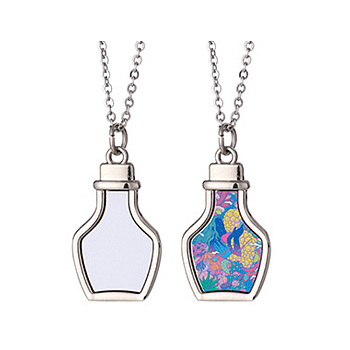 Sublimation Blank Aluminum Pendant Necklace, Playing Card Theme Alloy Blank Photo Picture Pendant Necklace for Men Women, Platinum, Platinum, 18.50 inch(47cm), Sheet: 24.5x17.5x0.5mm