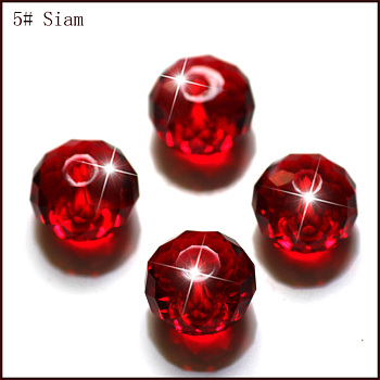 Imitation Austrian Crystal Beads, Grade AAA, Faceted, Rondelle, Dark Red, 10x7mm, Hole: 0.9~1mm