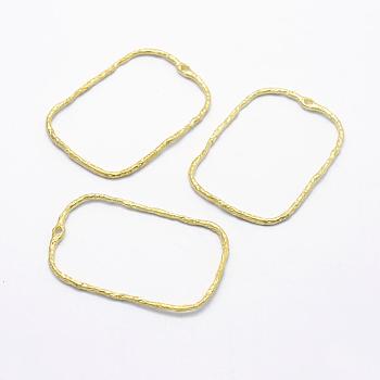 Brass Pendants, Lead Free & Cadmium Free & Nickel Free, Rectangle, Hollow, Raw(Unplated), 46x32.5x1.5mm, Hole: 1.5x2mm