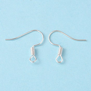 Jewelry Findings, Iron Earring Hooks, with Horizontal Loop, Cadmium Free & Lead Free, Silver Color Plated, 16x14mm