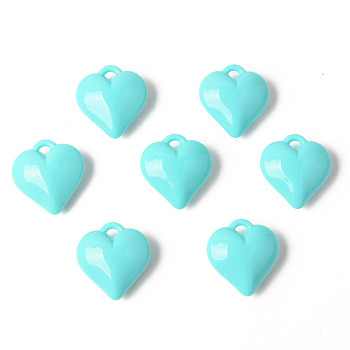 Opaque Acrylic Pendants, Heart, Turquoise, 23x21.5x9mm, Hole: 2mm