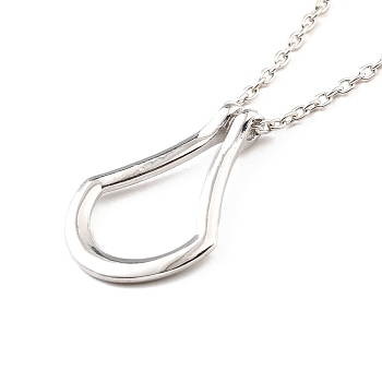 Minimalist Open Teardrop Alloy Pendant Necklace for Women, Platinum, 19.49 inch(49.5cm)