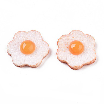 Resin Cabochons, Fried Egg/Poached Egg, White, 20x19~19.5x5mm