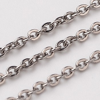 3.28 Feet 304 Stainless Steel Rolo Chains, Belcher Chain, Soldered, Stainless Steel Color, 2x1.5mm