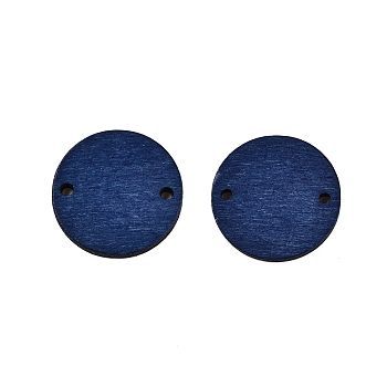 Poplar Wood Links Connectors, Dyed, Flat Round, Marine Blue, 18.5x2mm, Hole: 1.6mm