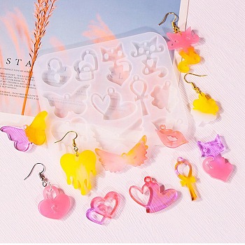 Food Grade DIY Silicone Pendant Molds, Resin Casting Molds, For UV Resin, Epoxy Resin Jewelry Making, White, Butterfly, 9.4x10.9x0.48cm