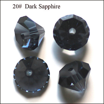 Imitation Austrian Crystal Beads, Grade AAA, Faceted, Diamond, Prussian Blue, 6x4mm, Hole: 0.7~0.9mm