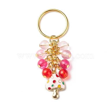 4Pcs Heart/Rainbow/Mermaid/Mushroom Alloy Enamel Pendant Keychain(KEYC-JKC00412-02)-3