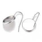 Tarnish Resistant 304 Stainless Steel Earring Hooks, Ear Wire, Stainless Steel Color, Tray: 12mm, 23x1.5mm, 20 Gauge, Pin: 0.8mm(STAS-G071-47P)