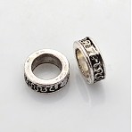 Tibetan Style Alloy Beads, No Hole, Lead Free & Cadmium Free & Nickel Free, Rondelle, Antique Silver Color, Size: about 11mm in diameter, 4mm thick, Inner Diameter: 7mm(LF11534Y-NF)
