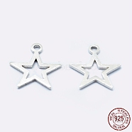 925 Sterling Silver Charms, Star, Silver, 11x9.5x0.8mm, Hole: 1mm(STER-I014-17S)