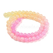 Spray Painted Crackle Glass Beads Strands, Gradient Color, Segmented Multi-color Beads, Round, Hot Pink, 8mm, Hole: 1mm, about 48pcs/strand, 14.96 inch(38cm)(DGLA-C002-8mm-01)