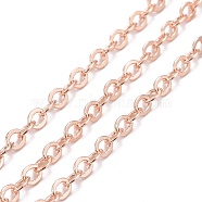 Brass Cable Chains, Soldered, with Spool, Flat Oval, Real Rose Gold Plated, 3x2.3x0.4x0.6mm, about 98.42 Feet(30m)/roll(KK-S332-19RG)