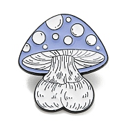 Mushroom Elf Enamel Pins, Black Alloy Brooches for Backpack Clothes, Cornflower Blue, 30x26x1.5mm(JEWB-P021-C01)