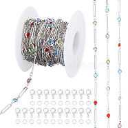 DIY Chain Necklace Bracelet Making Kit, Including Acrylic Flat Round Link Chains, Alloy Clasps, Iron Jump Rings, Platinum & Silver, Chain: 5M/bag(DIY-BC0012-34)