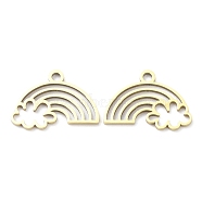 Ion Plating(IP) 316L Surgical Stainless Steel Pendants, Laser Cut, Rainbow with Cloud Charm, Real 18K Gold Plated, 10.5x15x1mm, Hole: 1.4mm(STAS-Q247-06G)