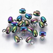 Ion Plating(IP) 304 Stainless Steel Tube Bails, Loop Bails, Oval, Rainbow Color, 7x4.5x4mm, Hole: 1.8mm, Inner Diameter: 2mm(STAS-F225-24A-M)