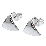 201 Stainless Steel Stud Earrings, with 304 Stainless Steel Pins, Plain Triangle, Stainless Steel Color, 9x10mm(EJEW-K270-04P)