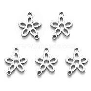 201 Stainless Steel Links Connectors, Laser Cut, Flower, Stainless Steel Color, 17.5x15x1.5mm, Hole: 1.6mm(STAS-S114-01)