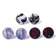 Cellulose Acetate(Resin) Stud Earring Findings, with 316 Surgical Stainless Steel Pin, Plat Round, Mixed Color, 12.5x2.5mm, Hole: 1.5mm, Pin: 0.6mm(KY-R022-021)