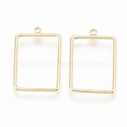 Brass Pendants, Rectangle, Nickel Free, Real 18K Gold Plated, 21x12x1mm, Hole: 0.5mm(KK-S345-055G)
