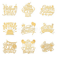 Nickel Decoration Stickers, Metal Resin Filler, Epoxy Resin & UV Resin Craft Filling Material, Birthday Theme, Word, 40x40mm, 9 style, 1pc/style, 9pcs/set(DIY-WH0450-063)