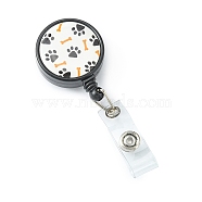 ABS Plastic Retractable Badge Reel, Card Holders, with Platinum Snap Buttons, ID Badge Holder Retractable for Nurses, Flat Round, Other Pattern, 85x17mm(AJEW-WH0176-32R)