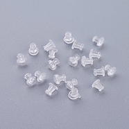 Plastic Ear Nuts, Earring Backs, Clear, 5x5mm, Hole: 0.4mm(KY-F010-04)