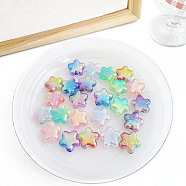 Transparent Crackle Acrylic European Beads, Gradient Color, Star, Mixed Color, 21.8x22.6x9.3mm, Hole: 4mm(OACR-K008-18)