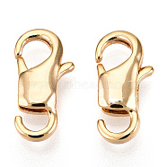 Brass Lobster Claw Clasps, Open Hole, for Jewelry Making, Real 18K Gold Plated, 13x6.5x3mm, Hole: 2.5x2.5mm(KK-N254-13G)