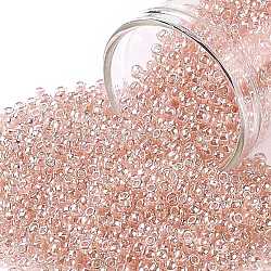 TOHO Round Seed Beads, Japanese Seed Beads, (631) Light Rosaline Transparent Luster, 11/0, 2.2mm, Hole: 0.8mm, about 1110pcs/bottle, 10g/bottle(SEED-JPTR11-0631)